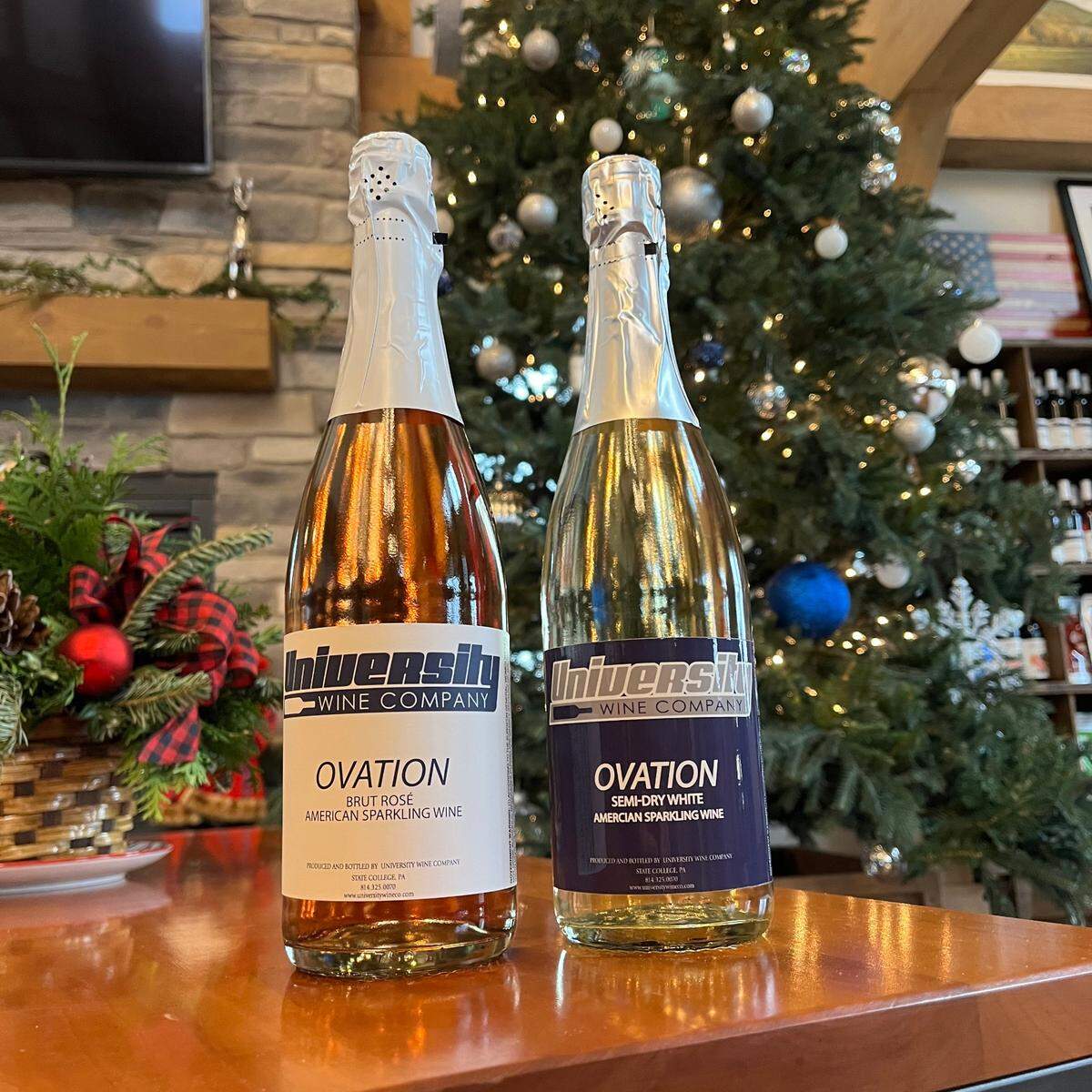 University Wine Company’s Ovation Rosé and Ovation White sparkling wines are pictured.