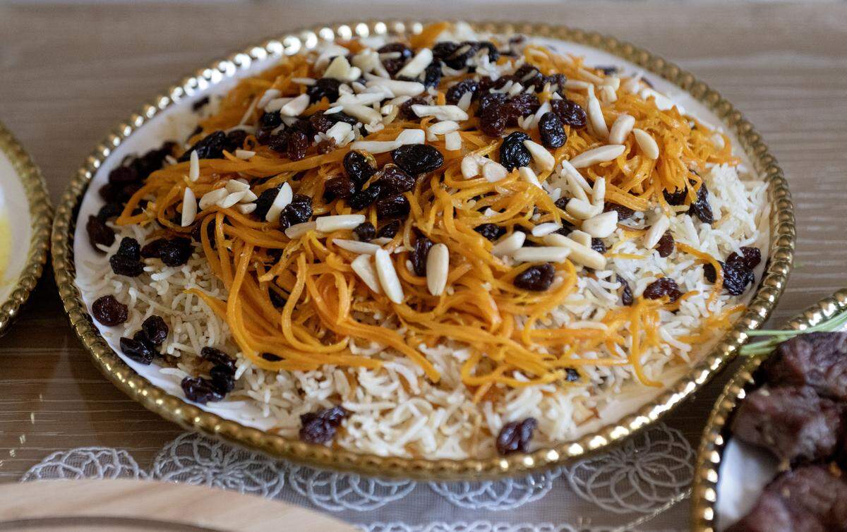 A plate of Qabuli Palaw from Kabul Plate. 