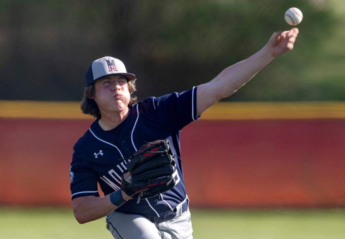 Philipsburg-Osceola’s Denny Prestash pitches during the game against Bellefonte baseball on Thursday, April 13, 2023.