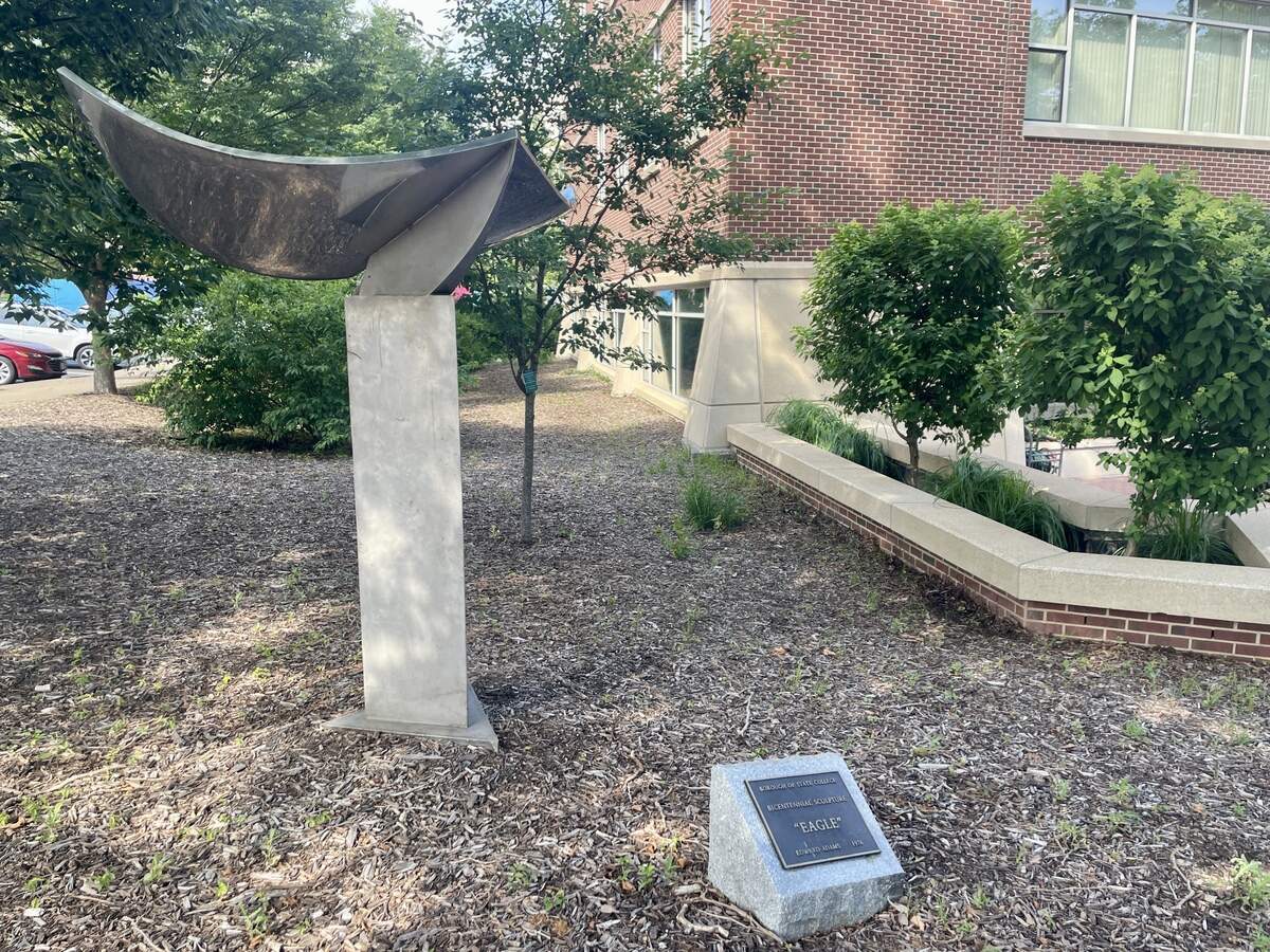 This sculpture, “Eagle,” was the winning submission in a contest staged around the U.S. bicentennial in State College in 1976. It still stands today outside the State College Municipal Building along South Allen Street.