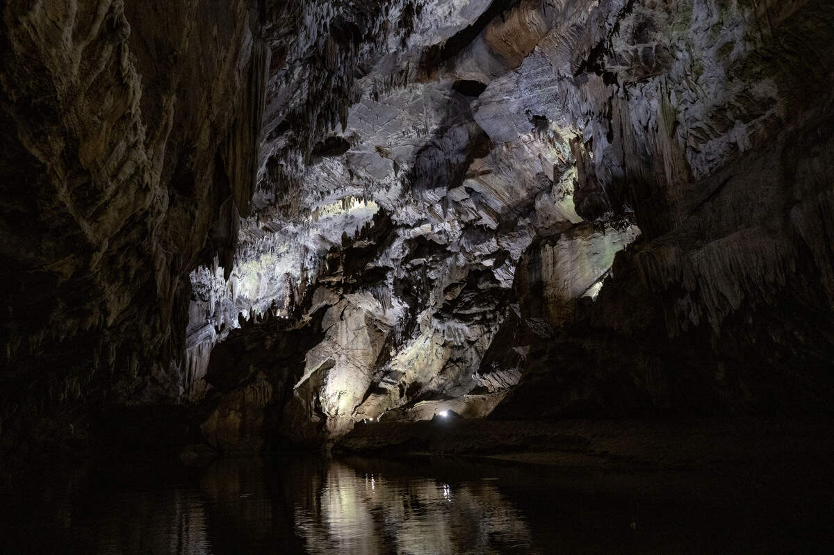 Inside Penn’s Cave, a cave half mile cave that is toured by boat, on Tuesday, Oct. 1, 2025.