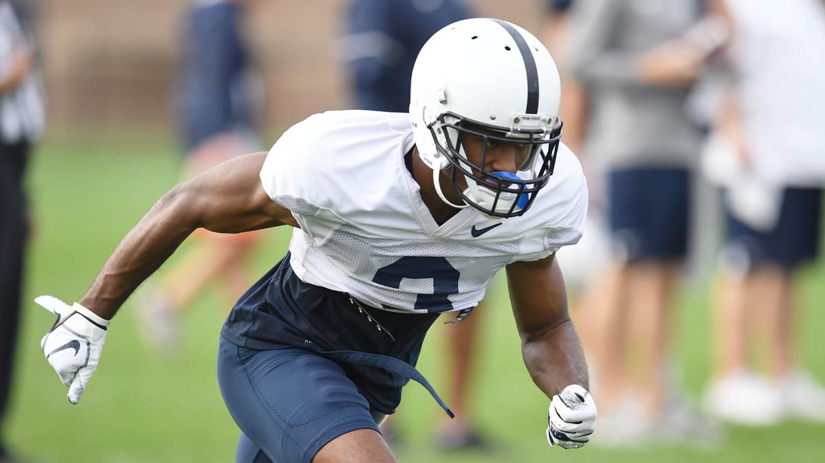 Penn State wide receiver DeAndre Thompkins runs a play during practice Wednesday, Sept. 12, 2018 at Lasch Field.
