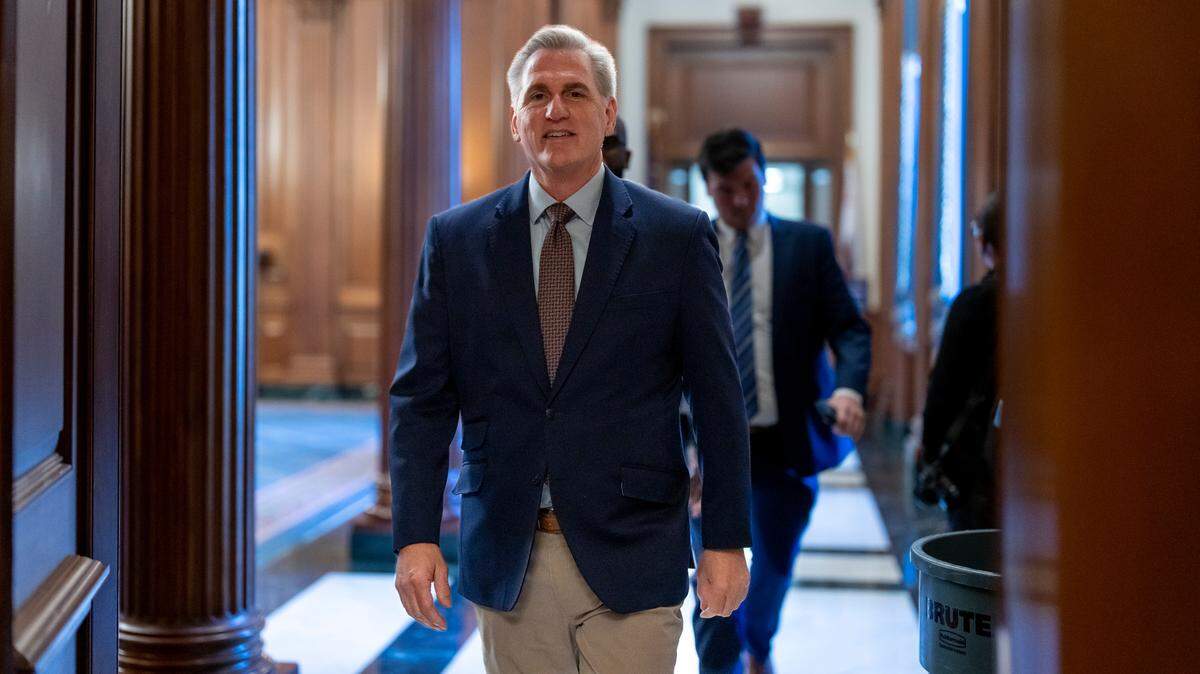 House Minority Leader Kevin McCarthy, R-Calif., walks to the chamber for final votes as the House wraps up its work for the week Friday at the Capitol in Washington.
