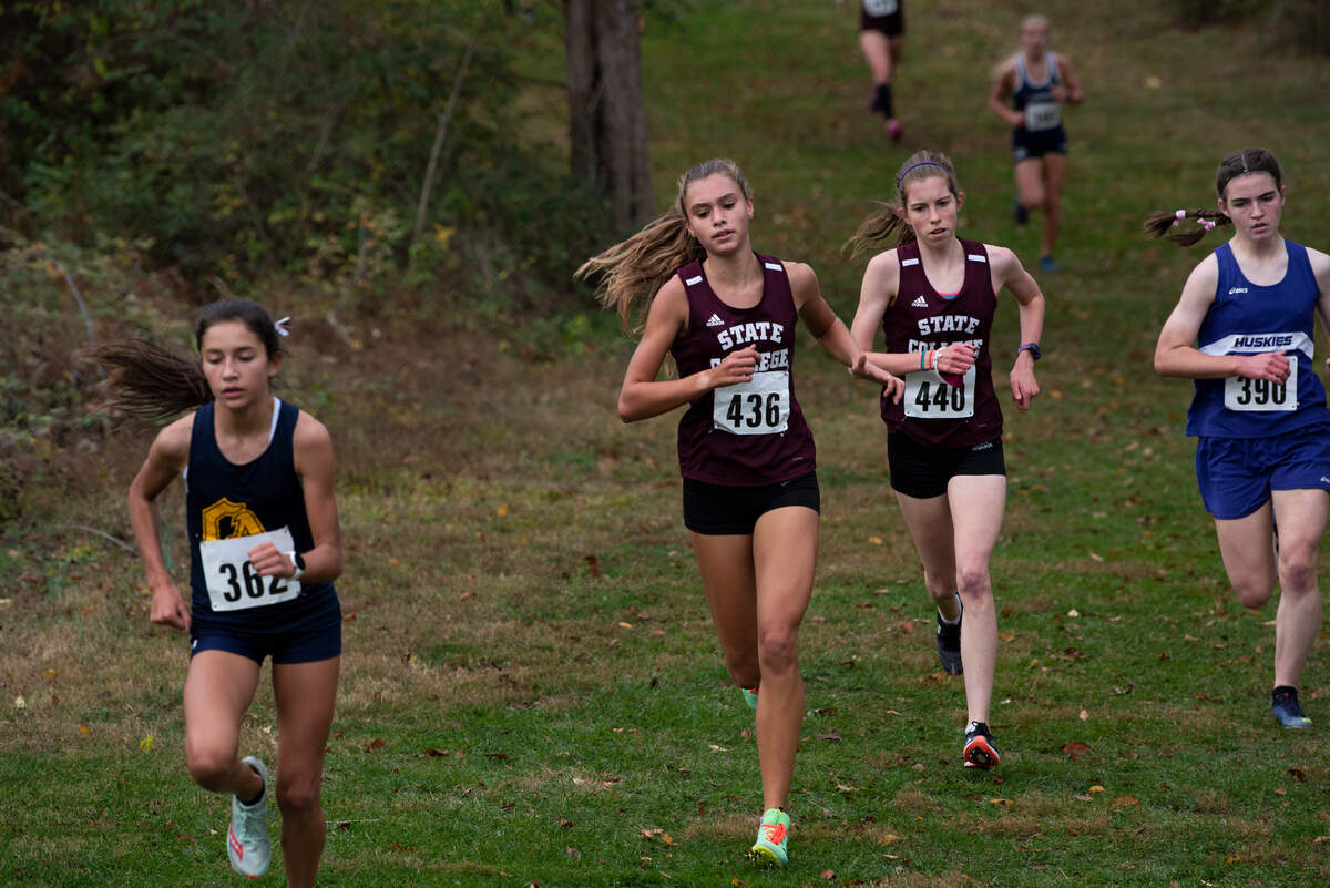 State College’s Marlee Kwasnica (436) placed third at the Mid Penn cross country championships in Newville on Saturday. Jordan Reed (440) was second).