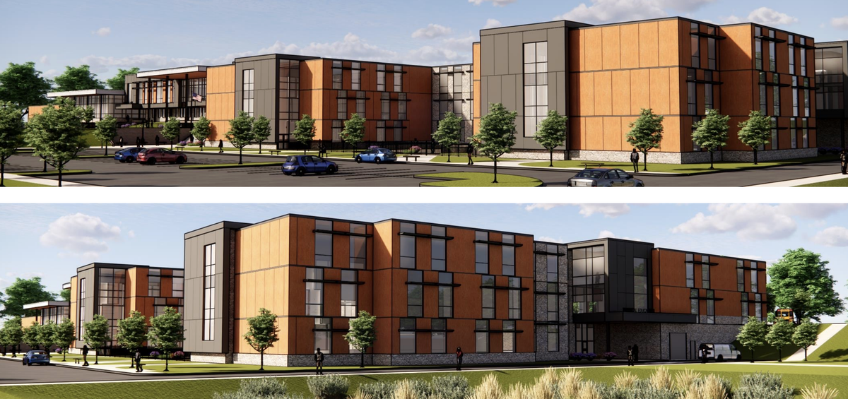 This rendering shows the planned exterior of State College’s new Park Forest Middle School.
