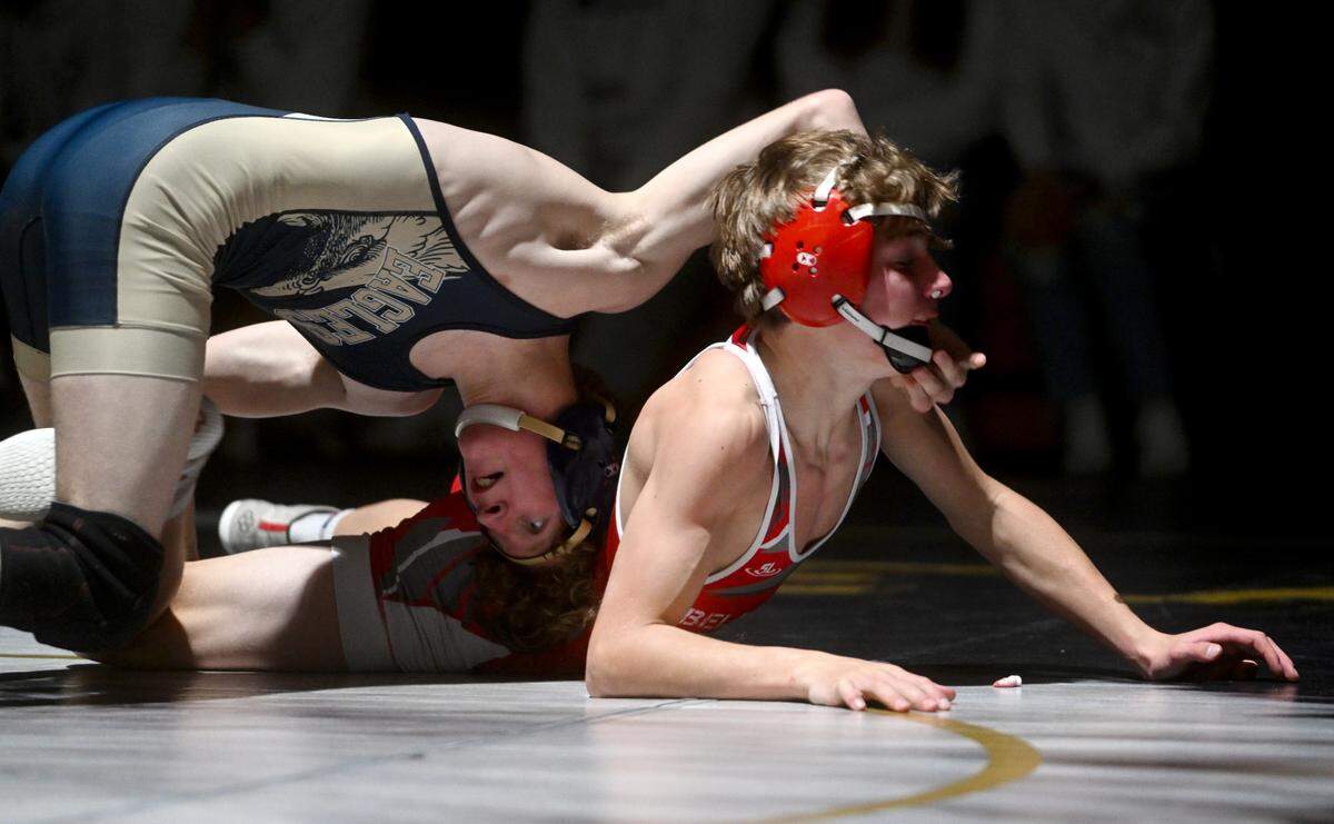 Bald Eagle Area’s Lucas Fye was one of seven county wrestlers to secure their first major decision.