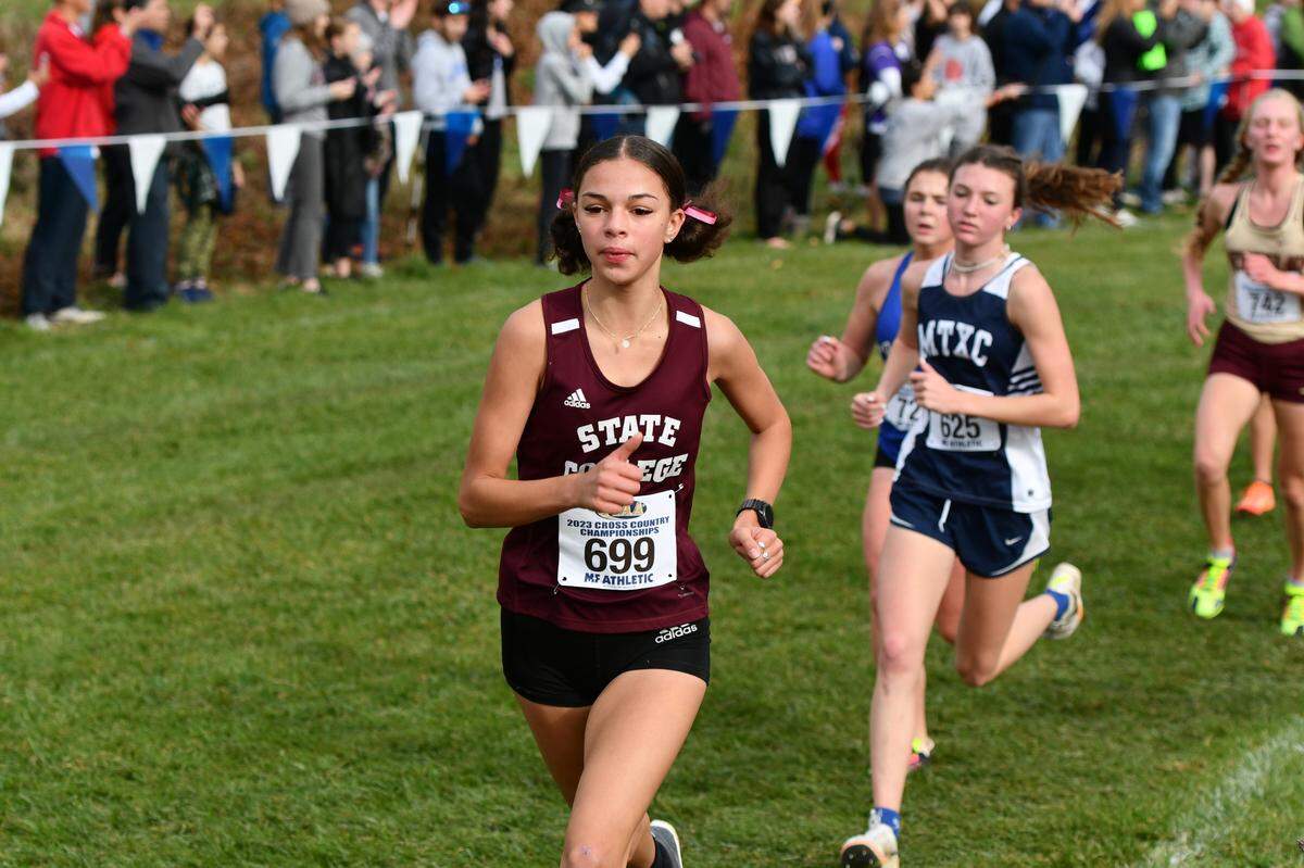 State College’s Devon Jackson runs in the PIAA cross country championships on Saturday, Nov. 4, 2023.