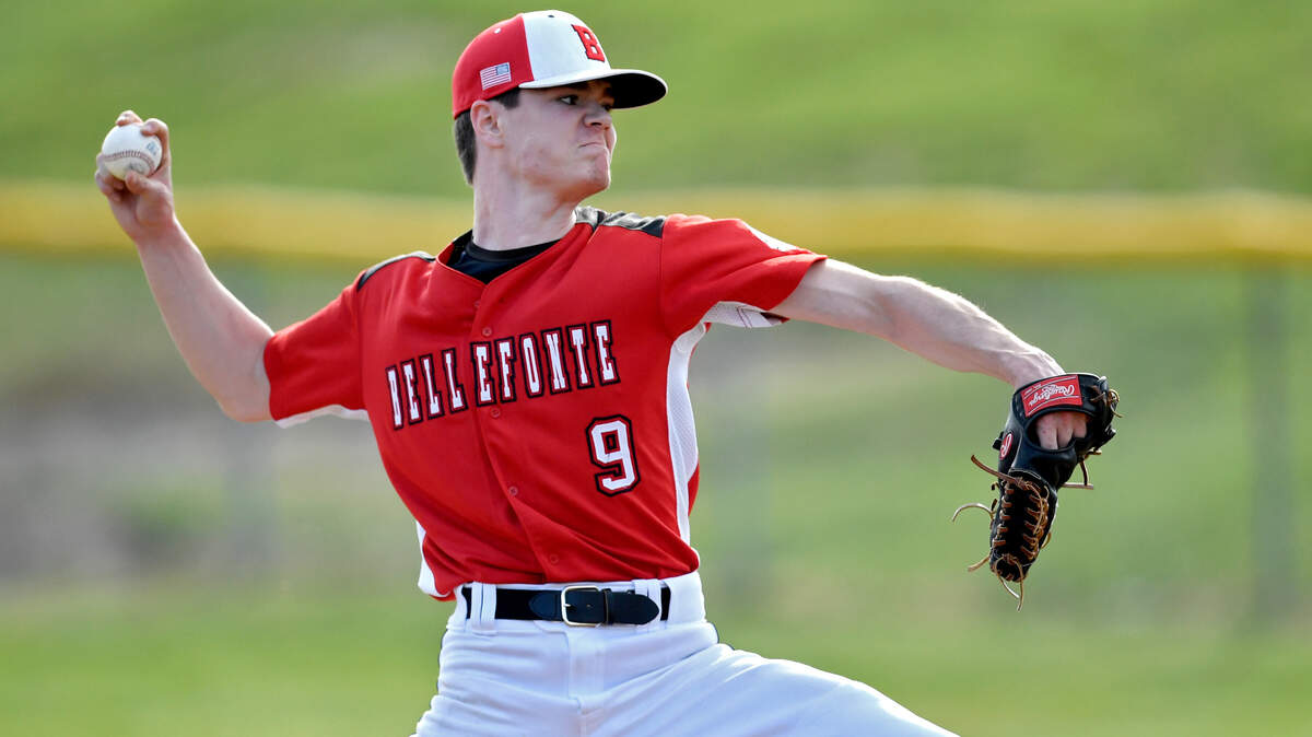 Bellefonte’s Seth Shuey pitches during the game against Penns Valley on Tuesday, April 6, 2021. Bellefonte won, 3-1.