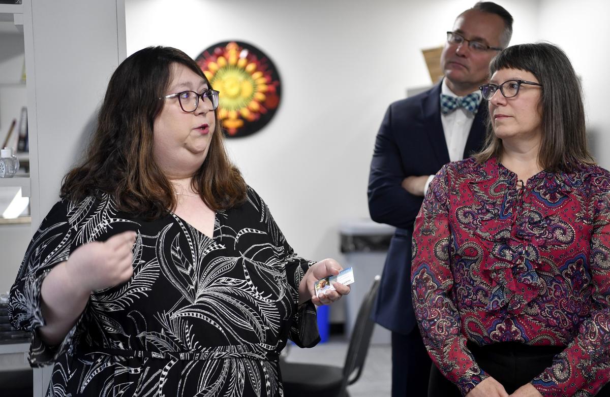 Center For Community Resources Program Manager Tammy Harrington talks Monday about the new space and how they hope to help those who are experiencing a crisis.