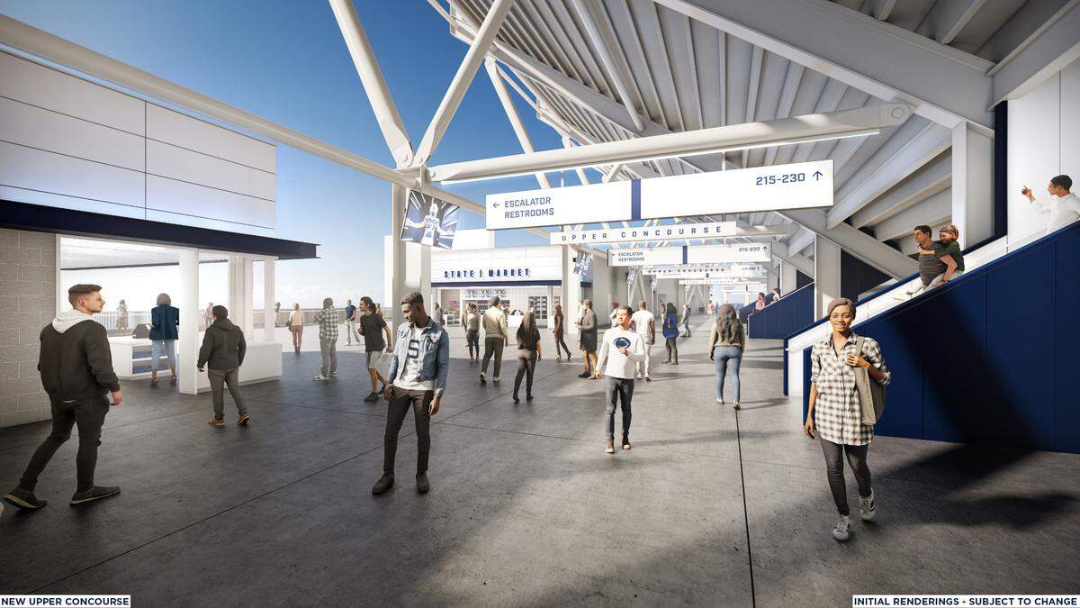 A rendering of the upper concourse as part of Beaver Stadium’s nearly $700 million renovation.