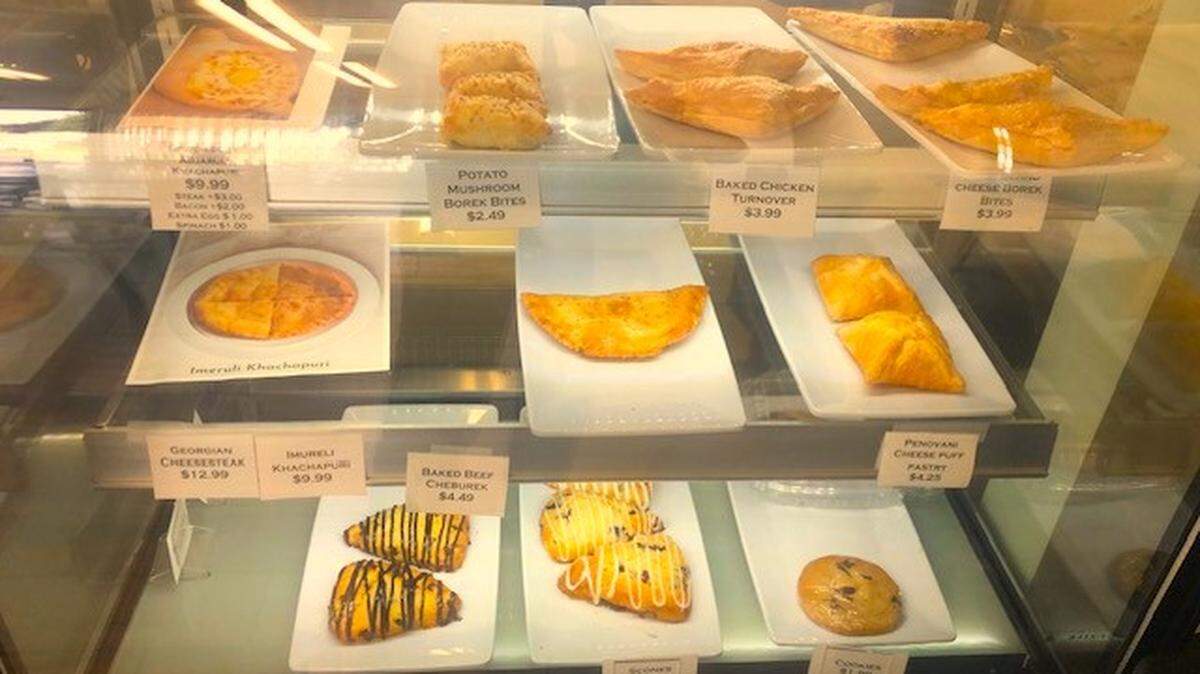 Eastern European comfort foods and desserts are displayed at Cafe Luna in Pleasant Gap.