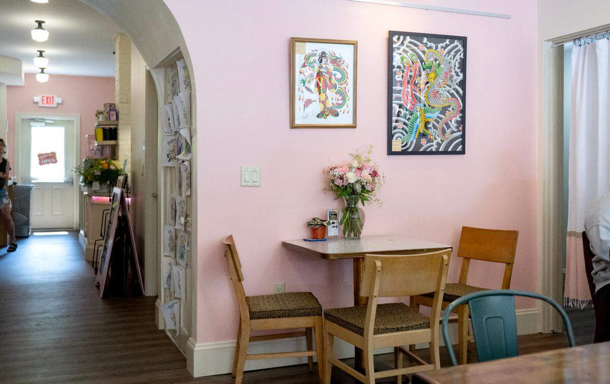 Part of the seating area at Shaky Hands Coffee Shop on Tuesday, June 10, 2025.