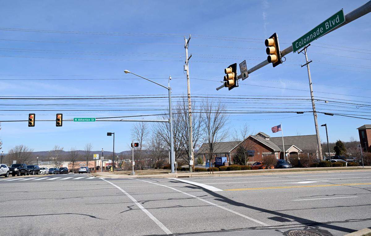 The traffic signals at the intersection of North Atherton Street and Colonnade Boulevard in Patton Township on Friday, March 1, 2024.