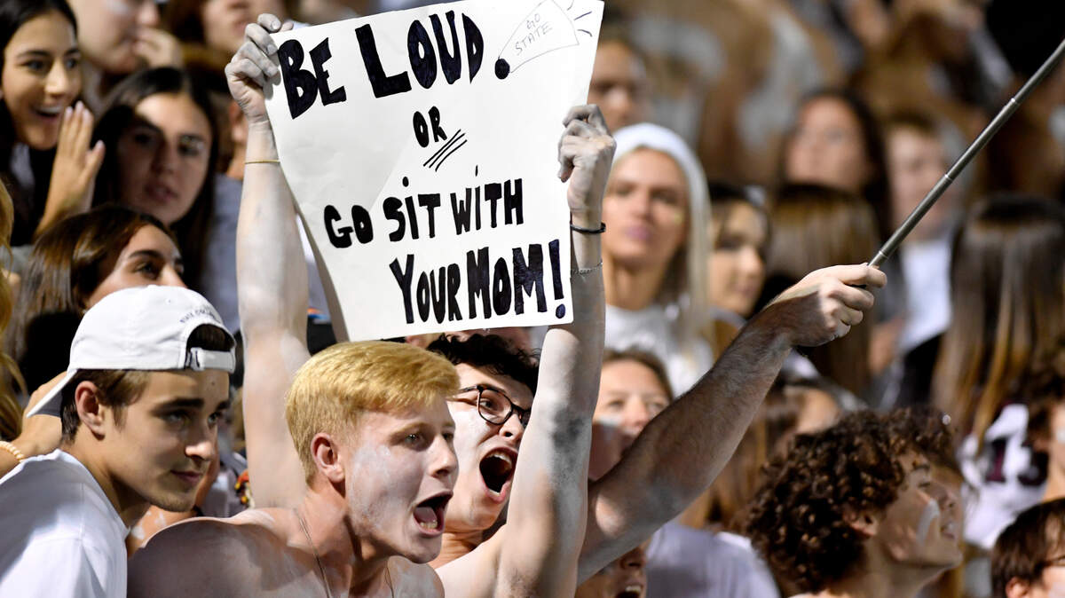 The State College Area student section during the football game against Central Dauphin on Friday, Oct. 1, 2021 at Memorial Field.