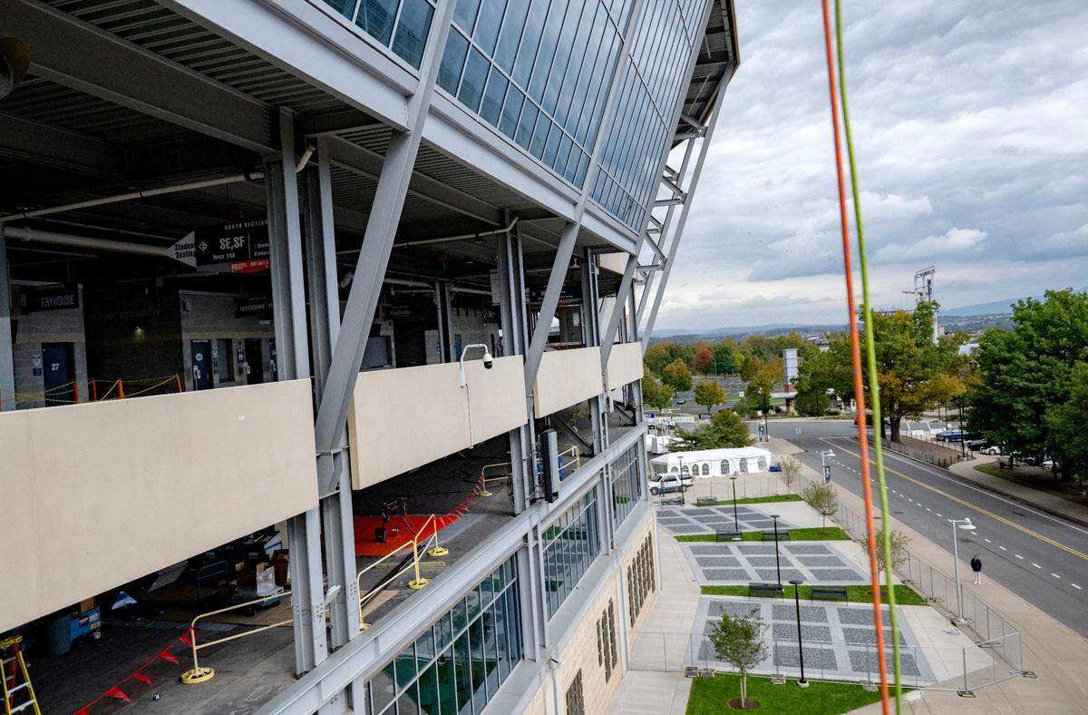 A look into the concourses of Beaver Stadium as I rappel for Over The Edge.