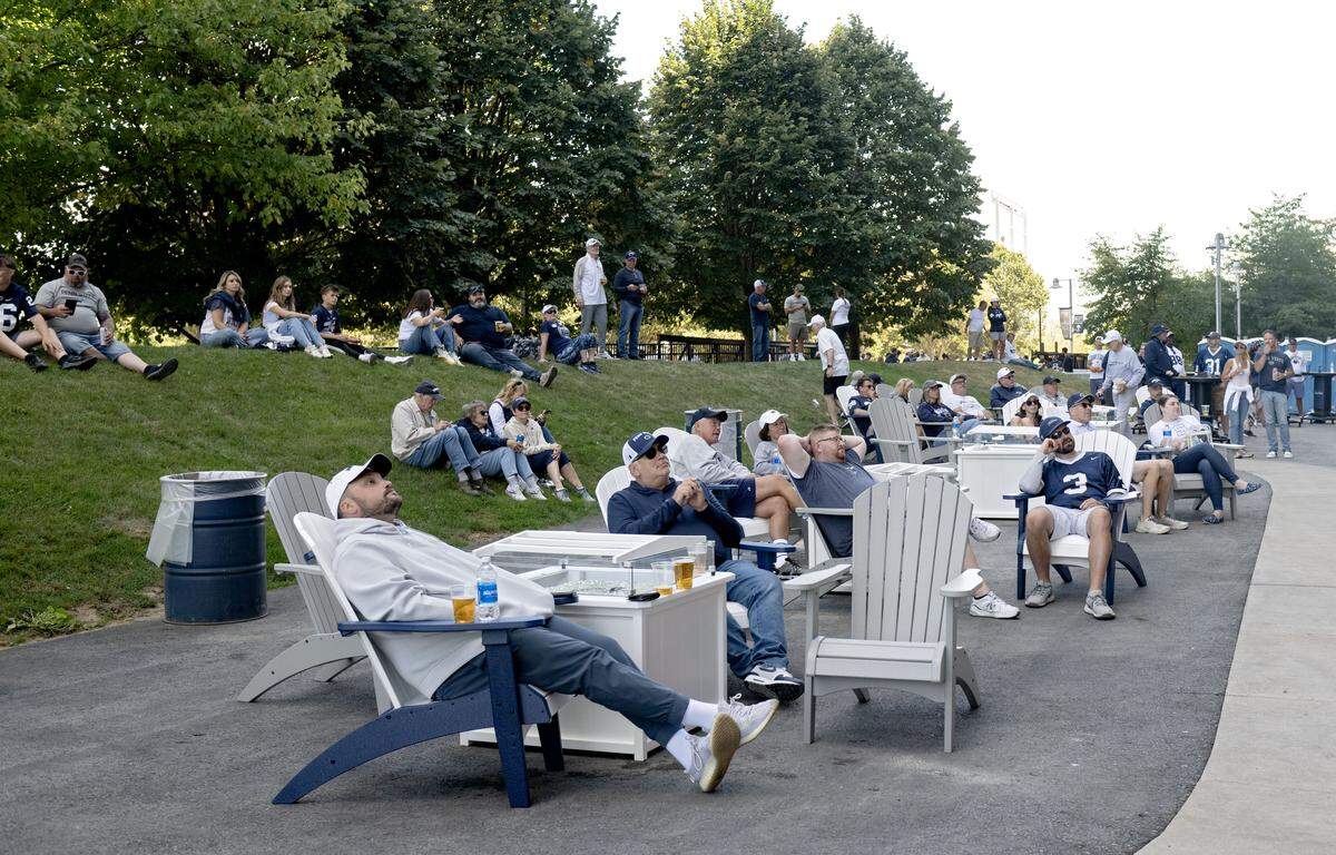 Fans enjoy the beer garden at Beaver Stadium on Saturday, Aug. 30, 2025.  