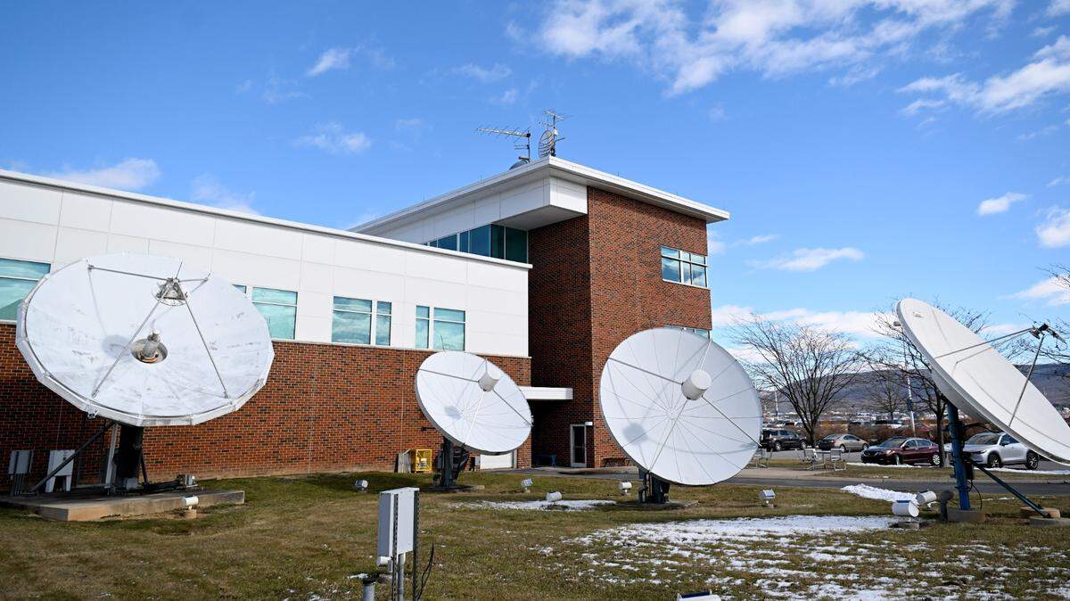 The broadcast satellites outside of 100 Innovation Boulevard, where WPSU is located.  