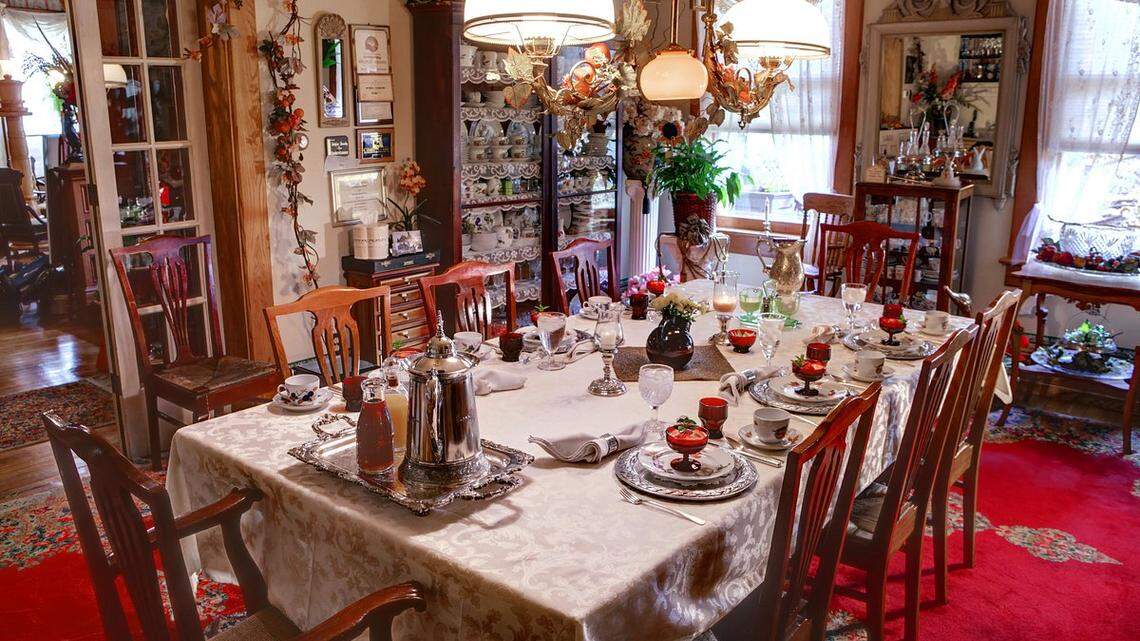 The dining room at The Queen, A Victorian Bed and Breakfast in Bellefonte.