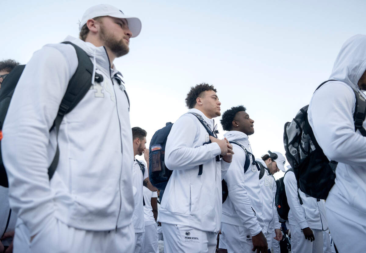 The Penn State football team arrives at Beaver Stadium for the game against Minnesota on Saturday, Oct. 22, 2022.