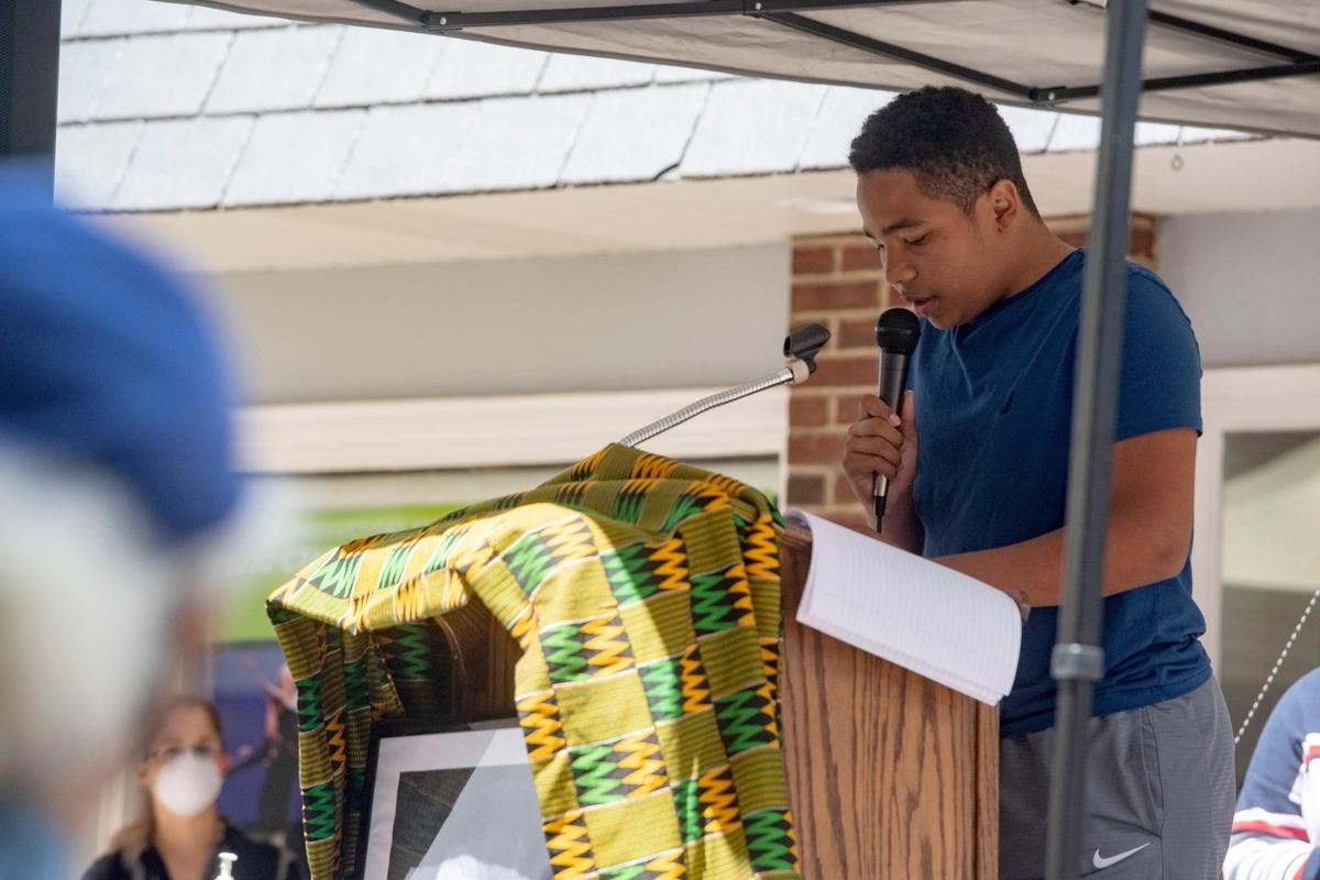 State College Area school district students speak during the inaugural Juneteenth celebration hosted by the State College NAACP at MLK Plaza in State College on Friday, June 19, 2020.