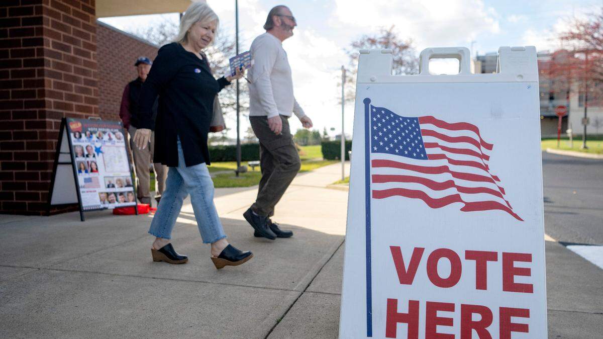 Voters leave a Centre County polling place on Election Day in November 2023 in this file photo. See how voter registration is changing across Pennsylvania as another election approaches.