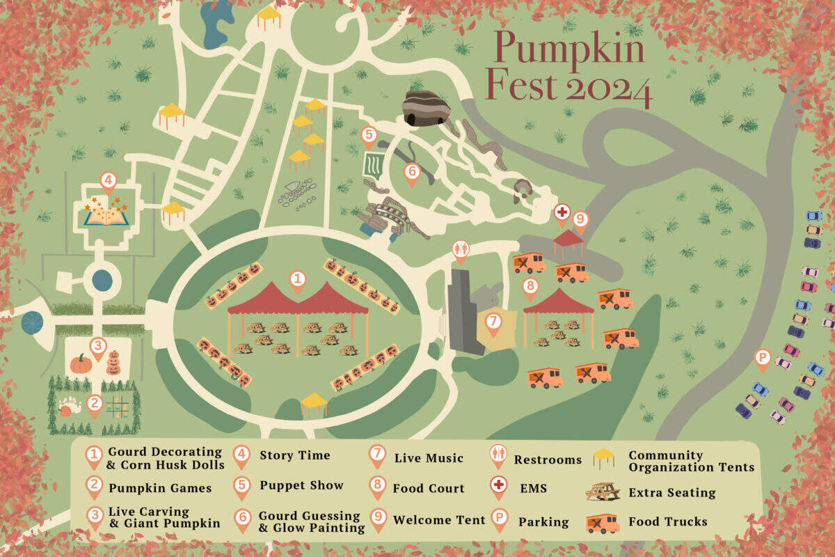 This map shows the layout for the Arboretum’s upcoming fall festival.
