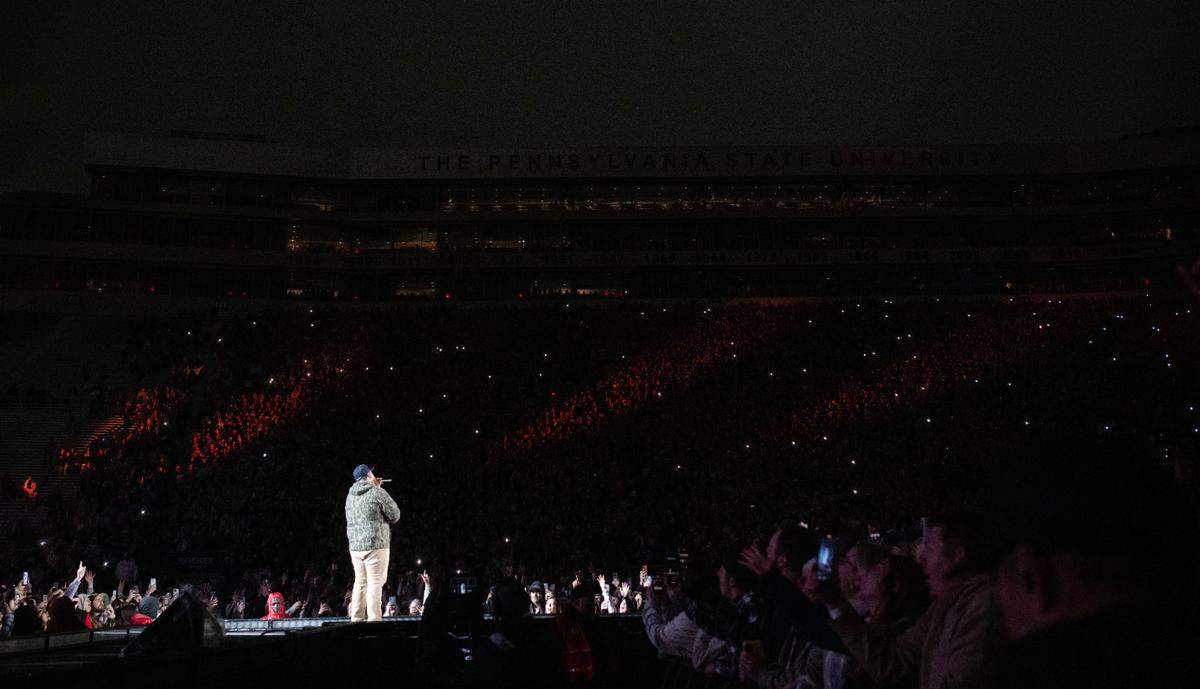 Luke Combs performs at Beaver Stadium for over 70,000 fans on his Growin’ Up and Gettin’ Old tour on Saturday, April 27, 2024.