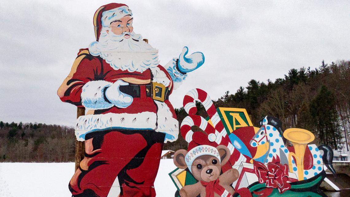 The Big Santa on display at Cold Stream Dam in snowy Philipsburg in December of 2020, before it folded in on itself and collapsed “like an accordion” on Dec. 29, 2024.