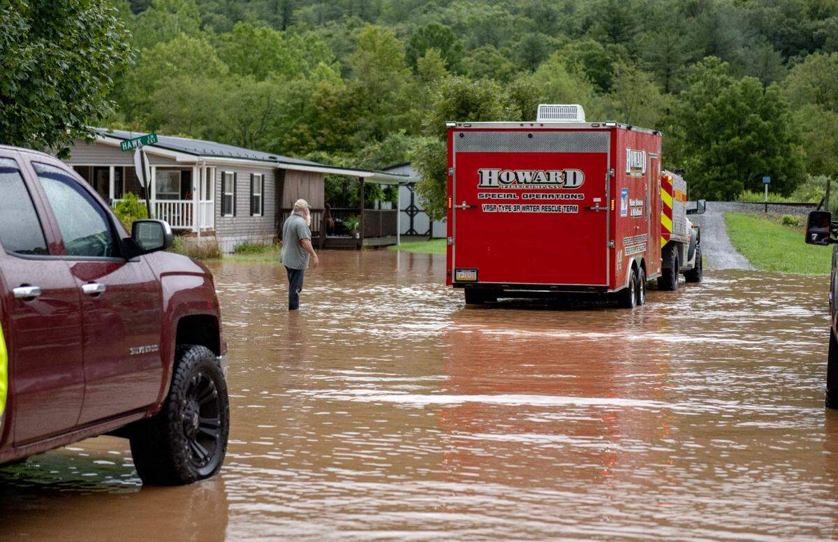 Howard Fire Company’s special operations helps residents in the Valley Homes neighborhood that had flooding on Friday, August. 9, 2024.