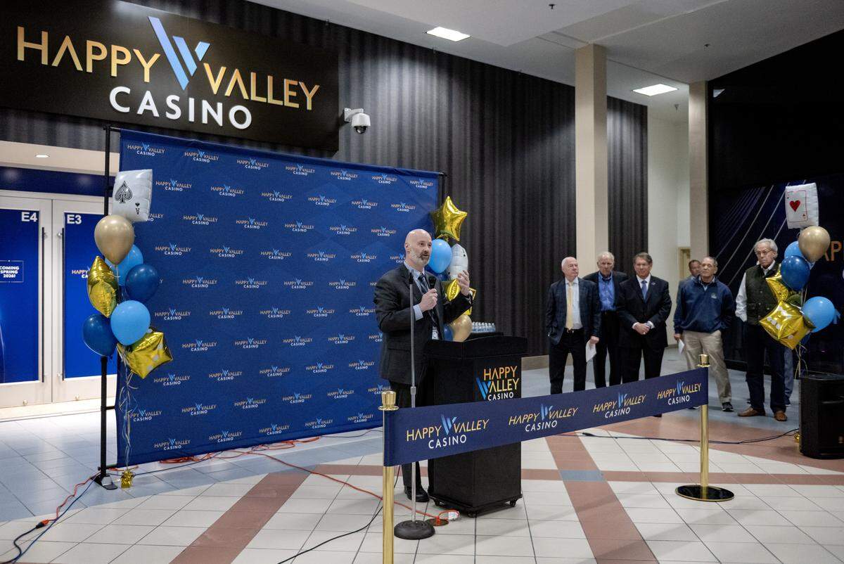 General manager of Happy Valley Casino Eric Pearson speaks during a ribbon cutting on Friday, May 8, 2026.  