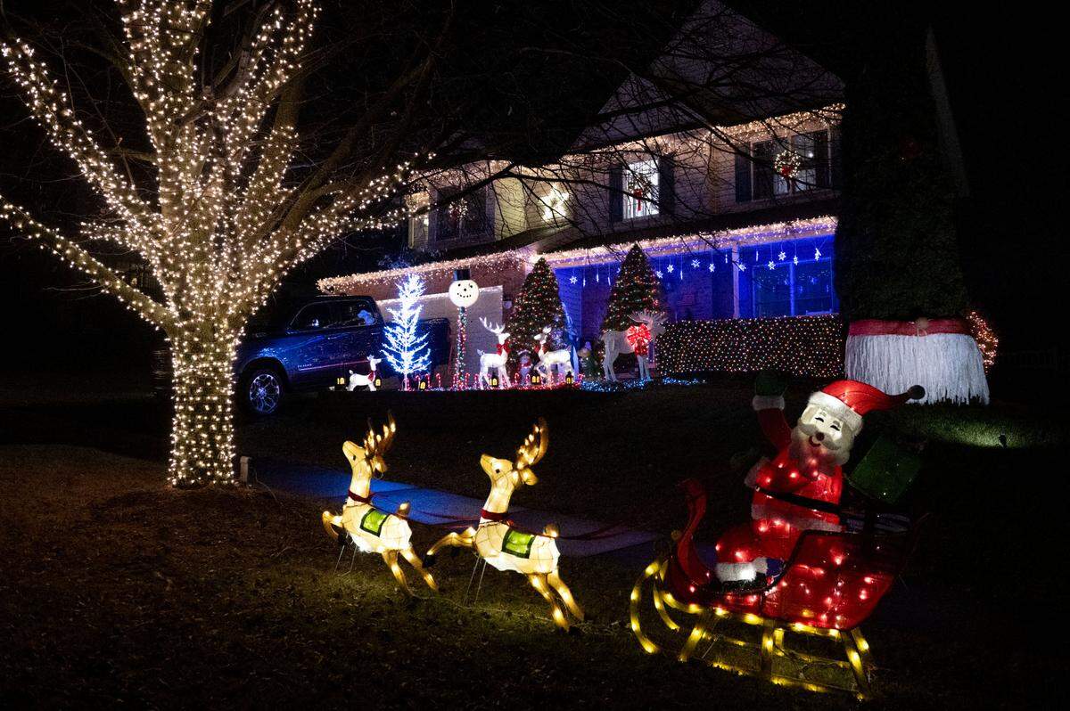 Holiday decorations at 140 Villandry Blvd. in State College as seen the evening of Dec. 10, 2024.