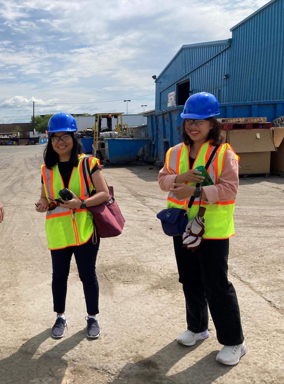 Chiew Ee Kwong and Tess Phan visit the Staiman recycling center.