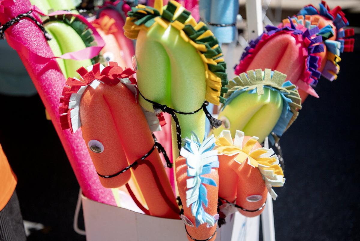 A display of pool noodle horses for sale at the Children and Youth Day at the Central Pennsylvania Festival of the Arts on Wednesday, July 10, 2019.