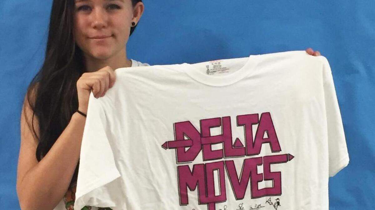 Emy Booz created the winning T-shirt design for Delta Moves.
