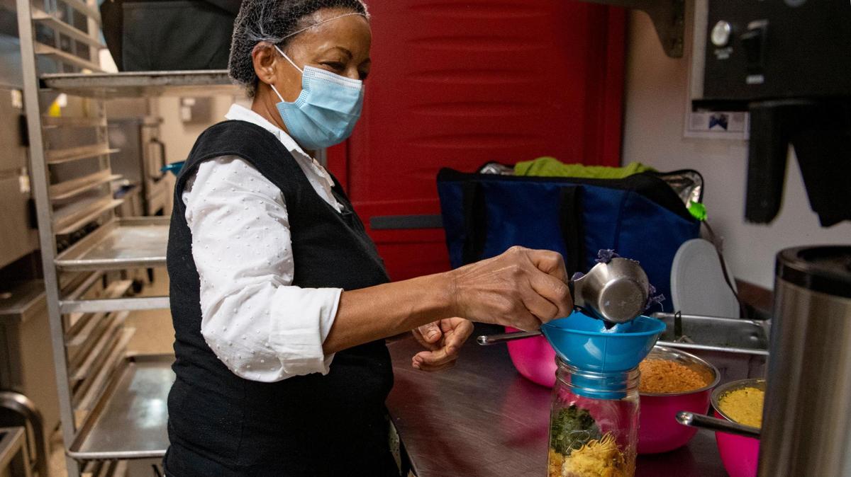 Etayehu Zenebe was raised cooking Ethiopian cuisine, and now she is sharing the food with Centre County through Etey’s Gursha. Etayehu uses the kitchen at Good Shepherd Catholic Church in Grays Woods to prepare meals.