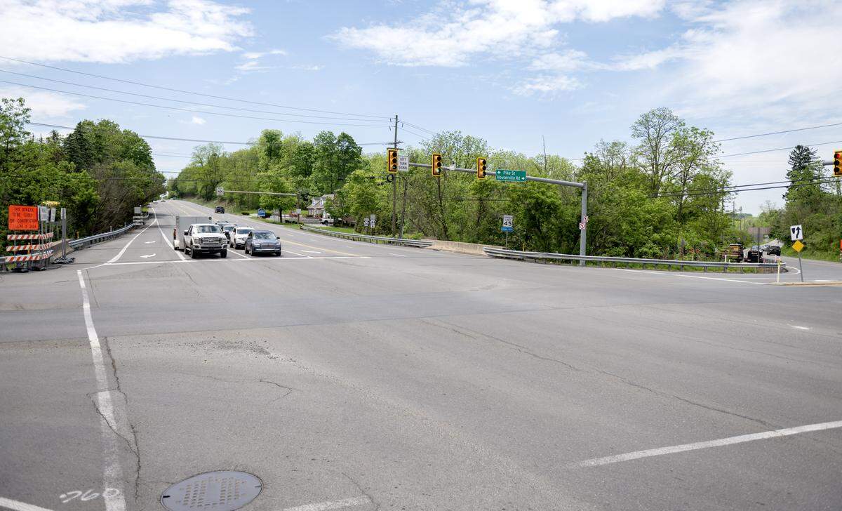 The intersection of College Avenue with Houserville Road and Pike Street on Wednesday, May 27, 2026. A bridge reconstruction project will cause lane and road closures. 