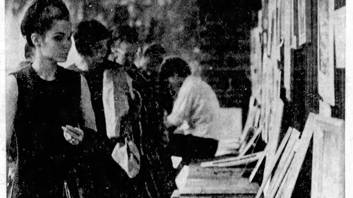 The sidewalk art shows were one of the most popular features of the 1967 Central Pennsylvania Festival of the Arts.