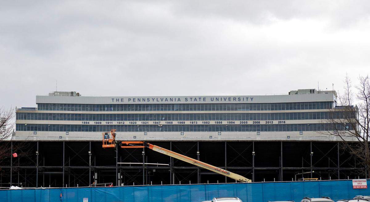 The suites at Beaver Stadium are visible as construction on the west side the stadium is underway on Wednesday, March 26, 2025.