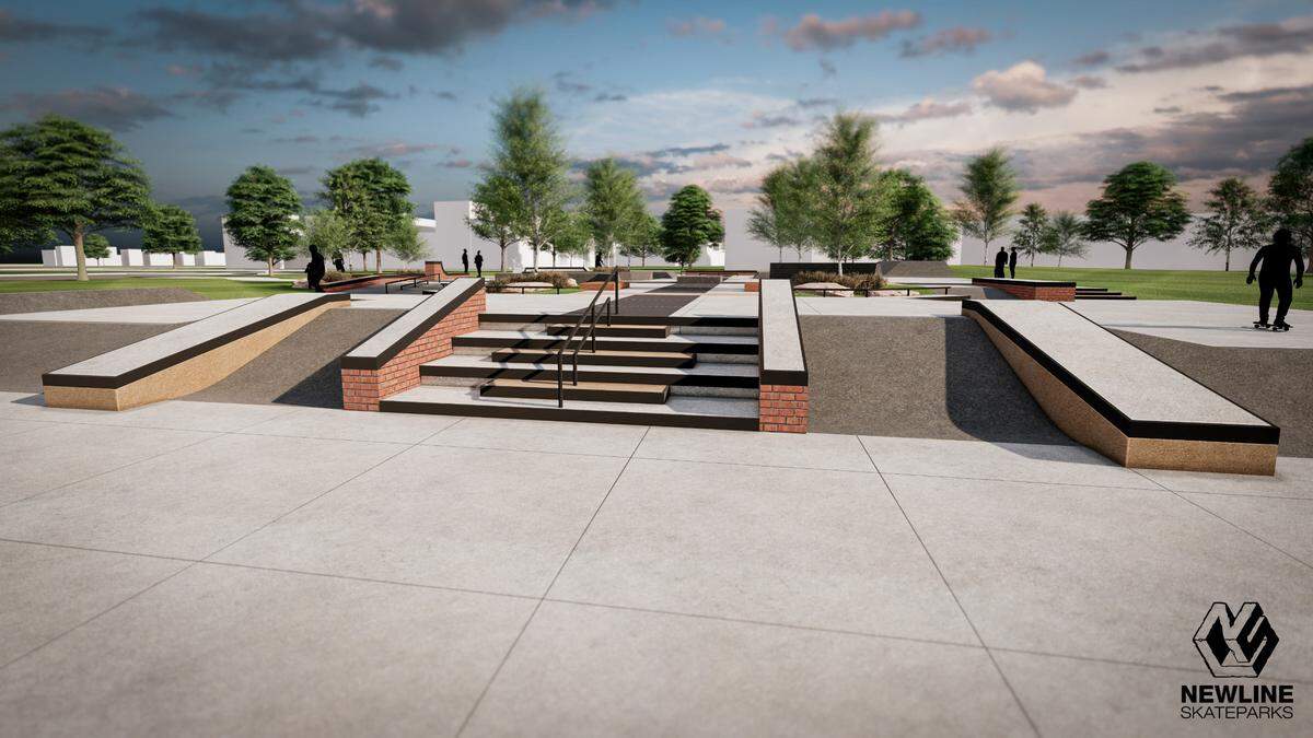 A rendering of what State College’s Action Sports Park at High Point Park could look like. A draft of the skatepark was designed by New Line Skateparks, which was inspired by the conceptual design of local pro skateboarder Jake Johnson.
