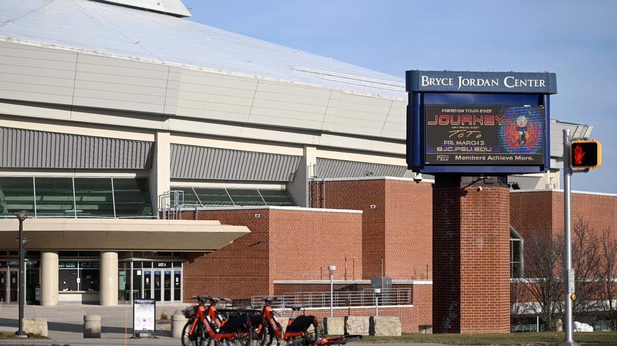 The sign outside of the Bryce Jordan Center promotes multiple national tours that are making stops in State College in the coming months, including Journey.