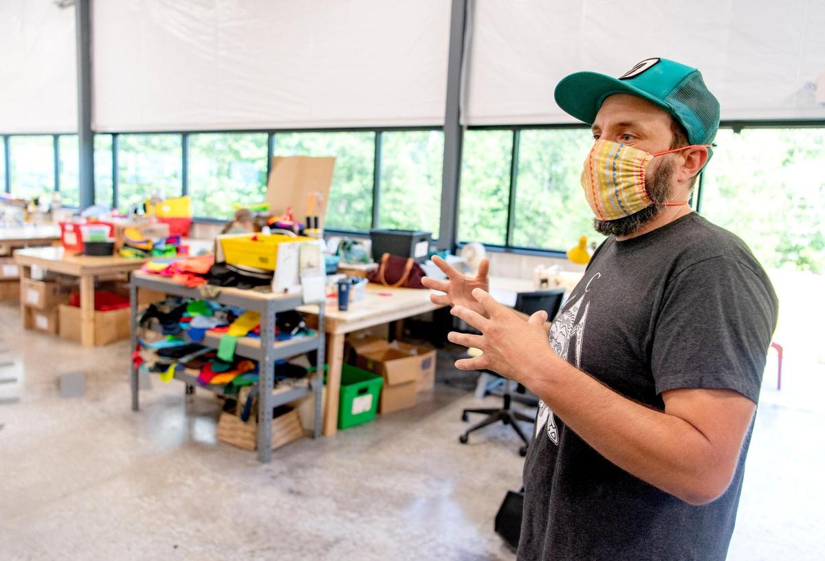 Organic Climbing owner and CEO Josh Helke talks about the products they make in Philipsburg on Wednesday, July 8, 2020.