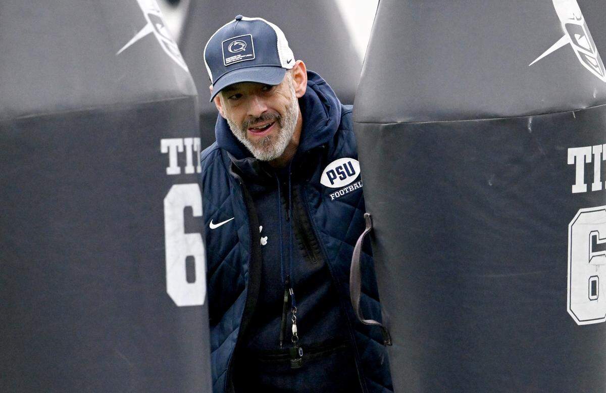 Penn State special teams coordinator Justin Lustig watches players run a drill during practice on Wednesday, Oct. 29, 2025.