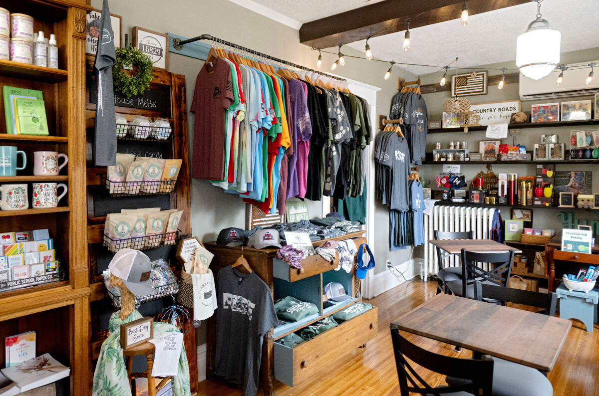 The gift shop and coffee area at Cramer Family Mountain Inn in Snow Shoe on Wednesday, July 17, 2024.