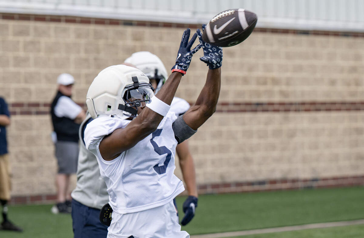 Penn State wide receiver Devonte Ross makes a catch during practice on Saturday, Aug. 2, 2025.