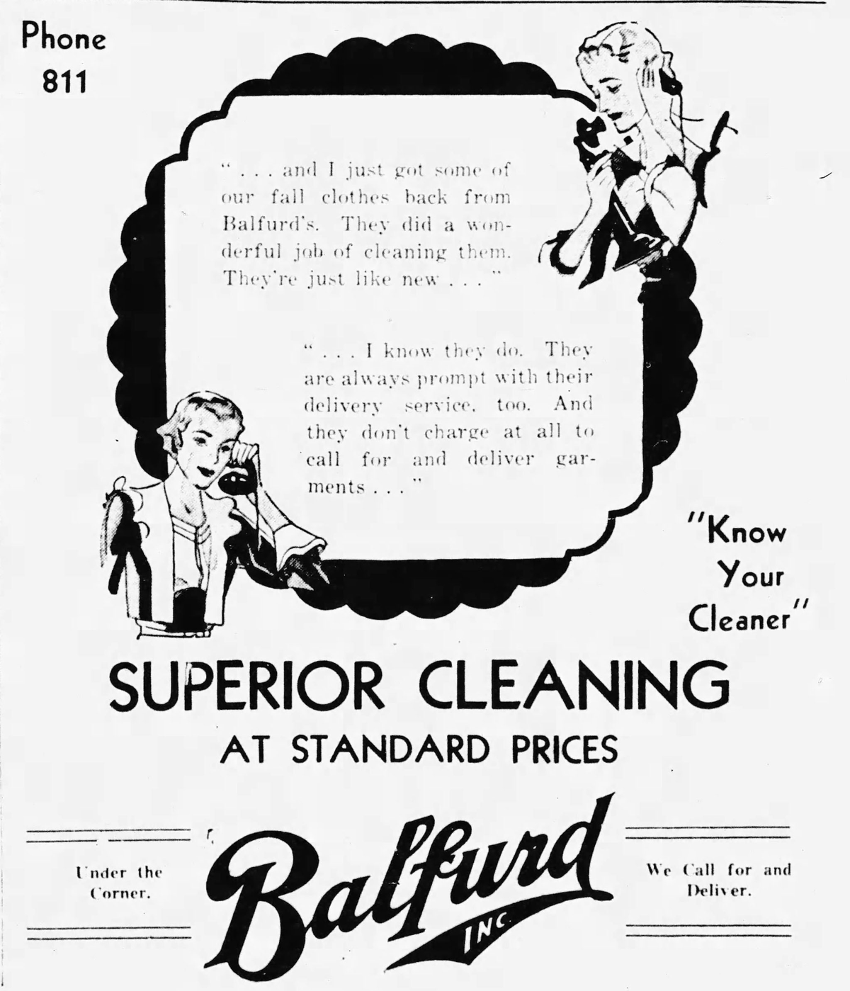 An ad for what’s now known as Balfurd Dry Cleaners from Oct. 4, 1934.