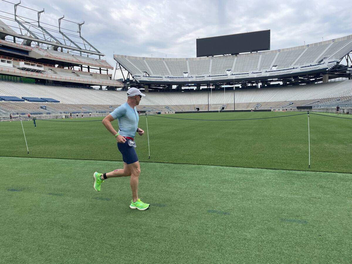 Jim Jordan glances at the confines of Beaver Stadium on Sunday, June 14, 2026, at the Ironman 70.3 Pennsylvania Happy Valley North American Championship in Centre and Clinton counties.