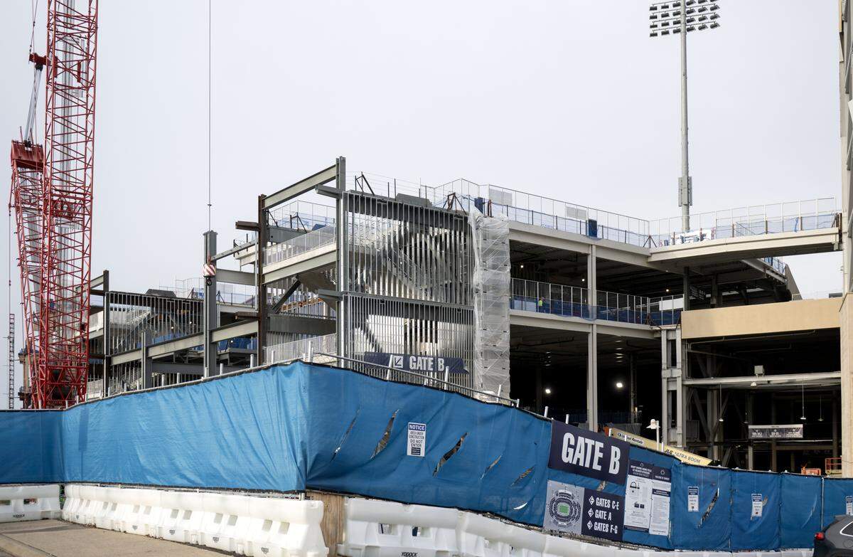 Construction on the west side of Beaver Stadium on Monday, Dec. 22, 2025. 