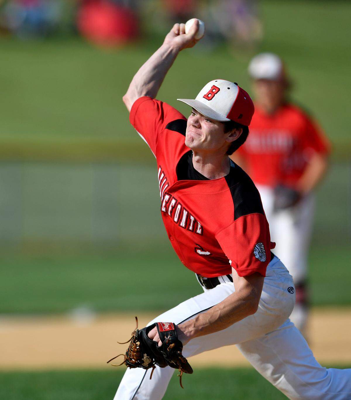 BellefonteÕs Seth Shuey pitches in the game against Eastern York in the PIAA playoffs on Monday, June 7, 2021.  
