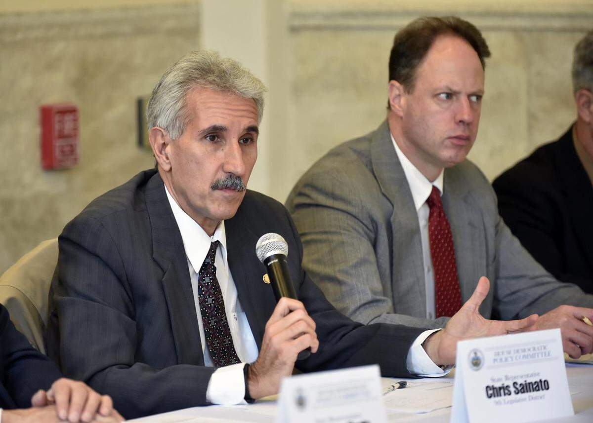 Democratic Reps. Chris Sainato, left, and Mark Longietti were the only two lawmakers to take in more than $200,000 each in per diems from 2017 to 2020.