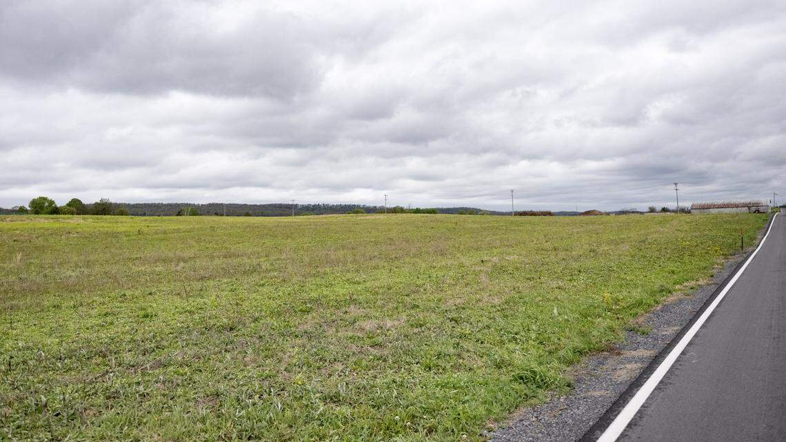Land off of Zion Back Road in Walker Township where a development is proposed is pictured Tuesday.